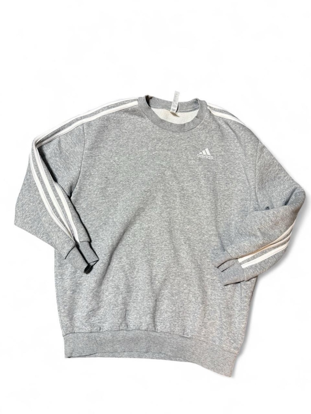 Adidas unisex  Gray Crewneck Sweatshirt with Signature Stripes